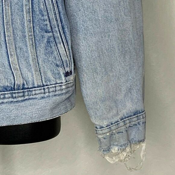 Vtg 60s Lee Denim Jacket L Light Wash Distressed - Picture 3 of 7